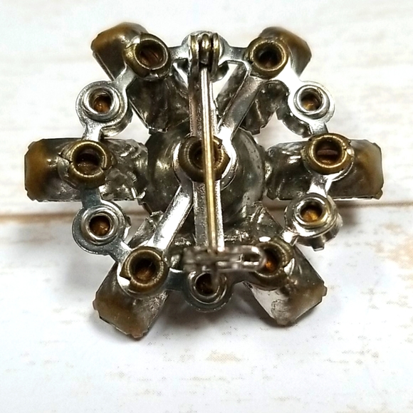 Vintage 1950s Rhinestone Silver Tone Star Brooch - Picture 5 of 11